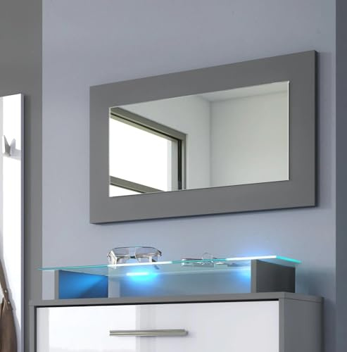 Furneo Corido 03 – Grey Framed Mirror, 70 x 40 cm, Modern Wall Mirror for Living Room, Hallway, Dining or Bedroom