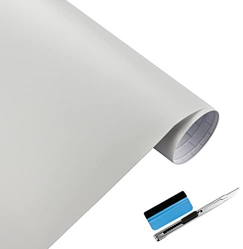 NewL Bolla di rilascio dell'aria della pellicola autoadesiva del vinile bianco opaco - per uso automobilistico contiene strumenti di installazione (30 cm x 150 cm)