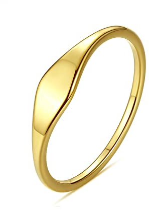 GILIEYER Anello in Oro 14K per Donna, Anelli con Sigillo Sottili ad Arco Impilabili Anelli con Nocca Anello per Dito con Puntatore Fascia Minimalista Comfort Fit Taglia da 6 a 9 (7)