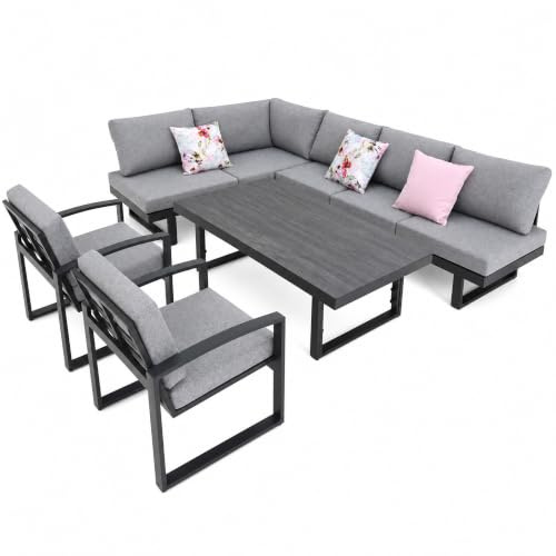 bomey Gartenmöbel Set Ecklounge Santorini XL, Aluminium, Tisch & 2 Sessel