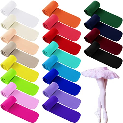 Handepo 20 Pairs Girls Ballet Tights Toddler Dance Footed Tights Bulk Soft Elasticity School Uniform Stockings Costume