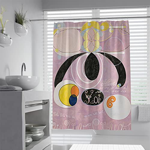 Duschvorhang-Set für Kinder, Retro, Hilma af Klint, die zehn größten, Nr. 6, Gemälde, Badezimmer-Badewannen-Dekoration mit Haken, 180 x 200 cm, Duschvorhang