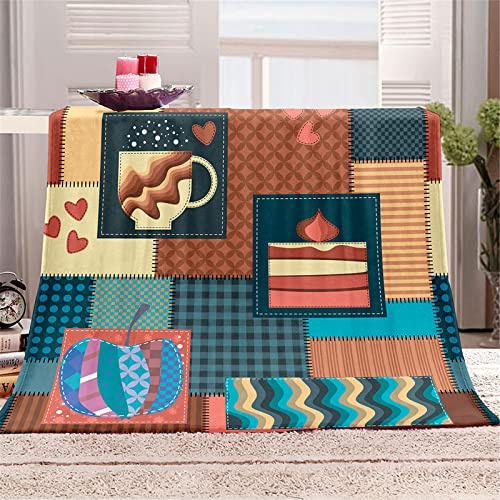 Chickwin Coperta Pile di Flanella, 3D Astratto Stampa Coperte Flanella Microfibra Morbida Singolo Matrimoniale Coperte Copriletti Comfort Calda per Divano Letto (130x150cm,Patchwork Marrone)