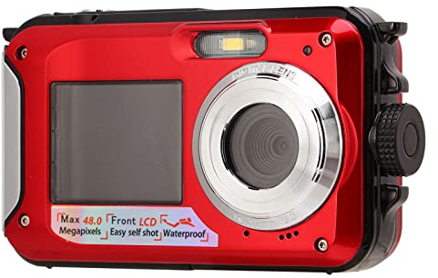 Appareil Photo NuméRique éTanche à Double éCran, Appareil Photo NuméRique éTanche Full HD 10 Pieds Image Photo 48MP (Rouge)