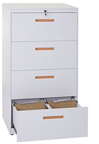 Mendler Hängeregisterschrank HWC-A10AM, Aktenschrank Büroschrank Stahlschrank, A4 abschließbar - 132x76x46cm weiß
