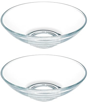 FOYO Clear Glass Bowls - 15oz Cereal, Pasta, Soup & Dessert Bowls - 7 inch Set of 2