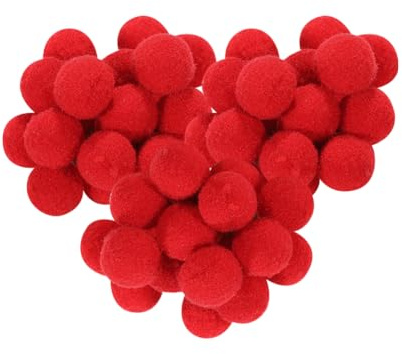JIHUOO Pompons für Weihnachten, zum Basteln, niedlich, flauschig, weich, flauschig, kreative Kunst, Pompons, Kleidung, Dekoration, Rot, 600 Stück