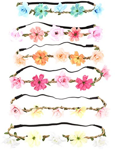 ifundom 6stücke Braut Blumen Haarband Teiliges Blumengirlanden-stirnband Für Hochzeit Fotorequisiten Damen Accessoires Dunkelpink Und Hellpink Elastisch Bequem
