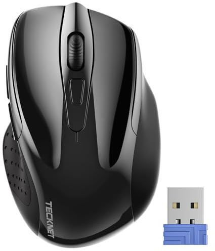 TECKNET Wireless Mouse, 2.4G Ergonomic Computer Mouse, 2600 DPI, Black