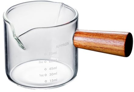 Tsudoku Colored Espresso Shot Glass Double Spouts, Measuring Triple Pitcher Milk Cup with 2 Spouts Easy to Use