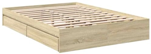 vidaXL Bettgestell mit Schubladen Sonoma-Eiche 120x200cm Holzwerkstoff