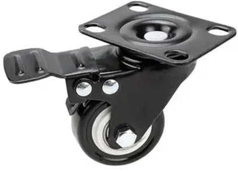 1,5 Zoll Gold Diamond Universalrad Größe M8/M10 mit Bremse mit doppelter Lagerhülse, schwarze Möbelrolle, 4 Stück(Color:Flat plate - Brakes)