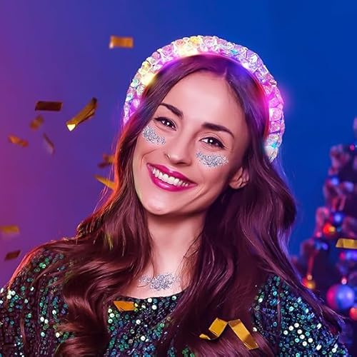 Leuchtende Stirnband, LED Laser Haarband, Leuchtender Haarschmuck Festival, Blinkende LED Haarbänder, Party Kopfbedeckung für Halloween, Weihnachten, Neujahr, Karneval