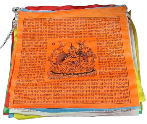 PAAWBW Drapeaux de prière tibétains, Drapeaux de prière du Népal, Drapeaux de prière bouddhistes tibétains, Longueur 5 M, Paquet de 10