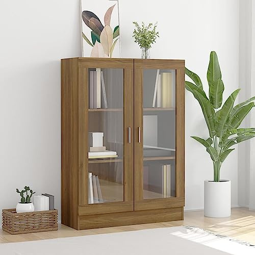JHQHSM Mobile Vetrina, Armadio Da Ufficio Libreria Mobile Contenitore Libreria bassa Adatto per Soggiorno Camera da letto Corridoi Ufficio Rovere Marrone 82,5x30,5x115cm Legno Multistrato
