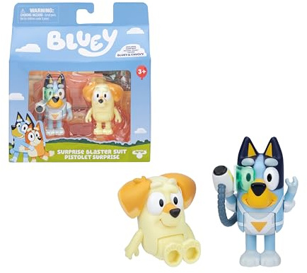 Bluey Pack 2 Figuras Surprise Blaster, Figuras Articuladas Amigos Preparados para IR de Aventuras, Muñecos de la Serie Infantil, Juguetes Exclusivos, Famosa (BLY91210)