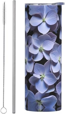 POEZJZW Mauve Hortensia Gobelet en acier inoxydable pour boissons glacées et boissons chaudes, smoothies 591 ml