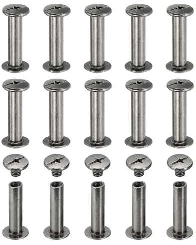 PATIKIL Chicago skruvar, 60 set M5 x 20 mm kolstål Phillips huvudskruv nitar bindande skruvar post spik nit för läder bältesväska ryggsäck hantverk bokbindning, svart