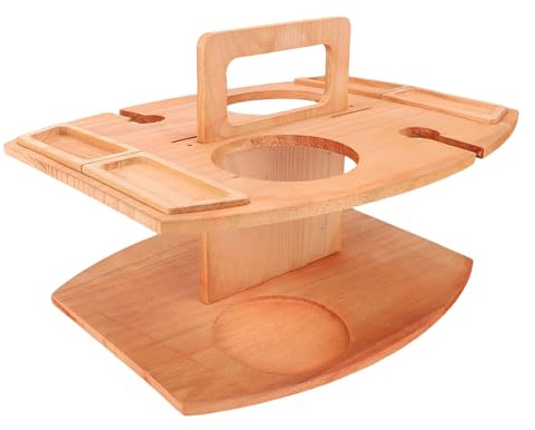 Paulownia - Tavolo picnic vino pieghevole, per esterni, tavolo frutta portatile leggero con porta bicchiere, perfetto per picnic, campeggio, campeggio