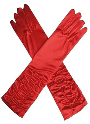 YKAFADE 1 Paar Lang Satin Classic Abendhandschuhe 1920er Handschuhe Damen Elegant Opera Fest Party Hochzeit Braut Handschuhe Elastisch Opernhandschuhe für Frauen Halloween Karneval Tanzparty Kostüm