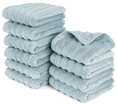 Pure Label Gästehandtuch 10-TLG. 10x30x50cm aus 100% Baumwolle, Blaugrau | Spürbar weich, saugstark und ideal für Bad, Gäste und täglichen Komfort