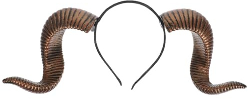 Ipetboom Schafhorn Haarreif Abnehmbar, Gothic Teufelshörner Kopfschmuck für Halloween Kostüm Cosplay Party Accessoires Damen Herren Karneval Widderhorn