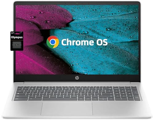 HP 15.6Chromebook Laptop for Student and Business, Intel Celeron Processor N200(> N4500) 8GB DDR5 RAM, 128GB eMMC Storage(64GB eMMC+64GB SD Card), Wi-Fi6, Chrome OS, Long Battery Life, Natural Silver