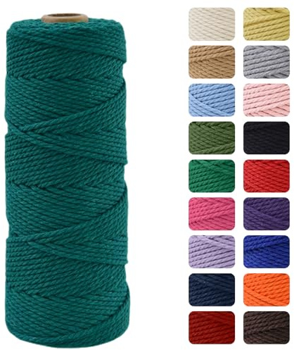 MOMAHUA 2MM Macrame Cord Rope 100m Dark Green Chemical Free Rope for DIY Crafts,Home Decor and Gift Wrapping,Christmas Wedding Decors