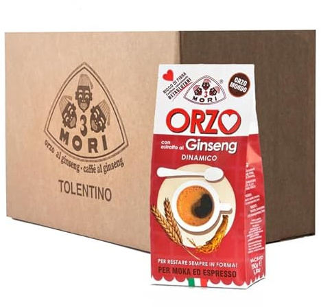 Tre Mori Orzo al Ginseng 12 Confezioni da 250g – Made in Italy, Bevanda Energetica Naturale Senza Caffeina, 100% Orzo e Ginseng Ideale per Moka o Espresso