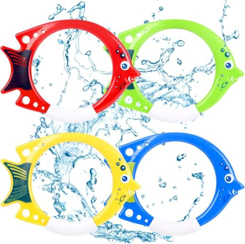 SULOLI 4pcs Anillos de Buceo Coloridos para Entrenamiento Submarino