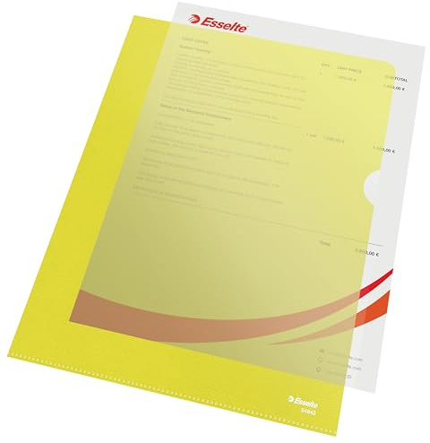 Esselte - Fundas plásticas archivadoras A4 100 unidades color amarillo