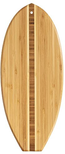 Totally Bamboo Lil' Surfer Tabla de servir y cortar de bambú en forma de tabla de surf, 14-1/2 x 6 pulgadas, marrón