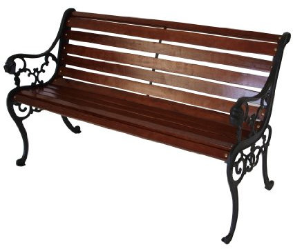 DEGAMO Gartenbank STRASSBURG 2-sitzer, Gusseisen schwarz und Holz mahagonifarben