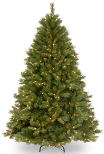 National Tree Company 7.5 ft Pre-Lit Winchester Pine Artificial Christmas Tree, 500 Clear Lights, 1,198 Tips, Includes Stand, Green