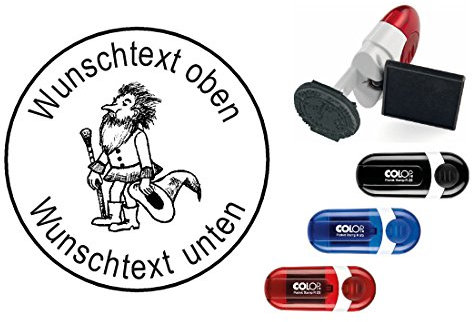 Geocachingstempel « ZWERG » mit persönlichen Cachername/Nickname Runder Stempel Geocaching Pocketstempel