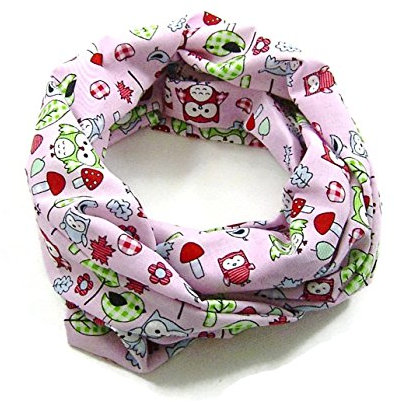 bettina bruder - Kinder-Loop Schlauchschal Eulen im Wald rosa - 100% Baumwolle