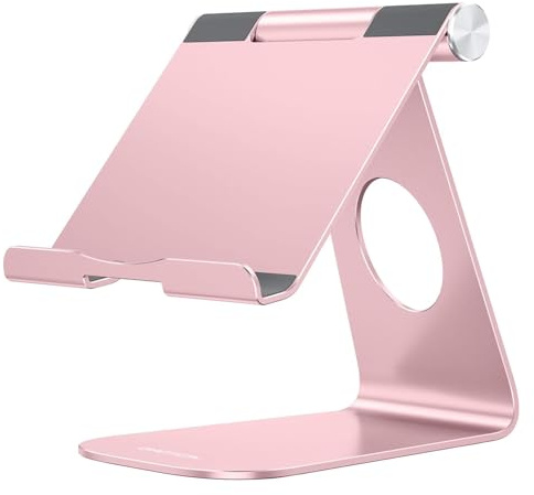 OMOTON Support Tablette en Aluminium Réglable, Compatible avec iPad 10.9/10.2, Pro 13/12.9/11, Air 6/5/Mini, et Autres Tablettes, Or Rose
