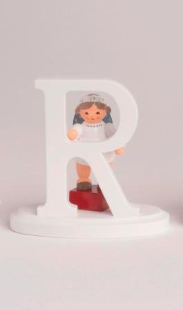 Rudolphs Schatzkiste Miniaturfigur Engel mit Buchstabe R BxTxH= 7x4x7cm NEU Holzfigur Winter Weihnachten Alphabet Buchstaben Holz Seiffen Erzgebirge Holzgestaltung Miniatur Figuren Seiffen