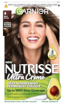 Garnier Nutrisse Ultra Crème Permanent Nourishing Hair Dye, 4 Dark Brown