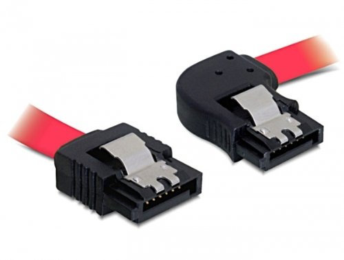 Delock Cable SATA de 3 Gb/s recto a derecha, ángulo de 30 cm, color rojo