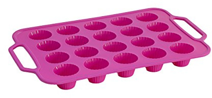 Idelice CU540 753A Moule pour 20 Mini-Cakes Silicone Cadre Renforcé Fuchsia 37,1 x 23 x 3,3 cm