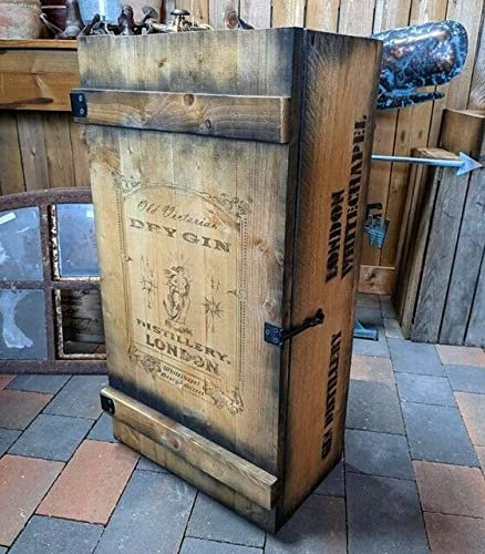 Unbekannt Shabby WANDSCHRANK Wand BARSCHRANK FRACHTKISTE Victorian Gin KISTE Vintage MINIBAR BAR Holz 74cm H.