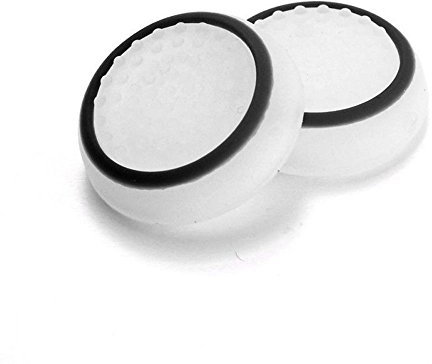 Silicone Thumb Stick Grip Cap Joystick Thumbsticks Caps Cover for PS4 Xbox One PS3 Xbox 360 PS2 Game Controllers - White w/Black