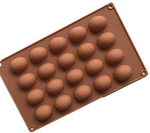 Stampo in silicone a 20 fori a forma di noci e noci per torte fai da te, biscotti, gelatina, fondente, cioccolato, caramelle, teglia da forno, teglia da forno