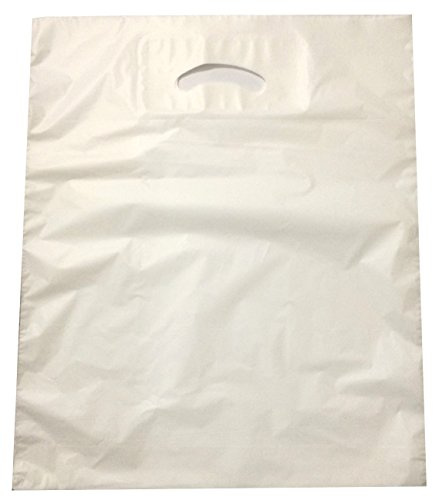 100 x DKT Tragetaschen Stark Tüten 38+45x40cm weiß Plastiktüten -35my | wiederverwendbar Tüte, Plastik-Beutel, Einkaufstasche