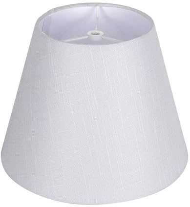 White Lamp Shade, ALUCSET Barrel TC Cloth Small Lampshade for Table Lamp and Floor Light, 6x10x7.5, Natural Linen Hand Crafted, Spider