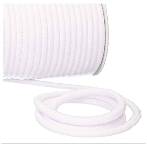 Turnbeutelliebe® Baumwollkordel 8mm Weiß - robuste Bastelschnur Meterware - Dickes Baumwollseil für Turnbeutel, Taschen & Hosen - geflochtene Schnur individuell zuschneidbar - Makramee-Kordel rund
