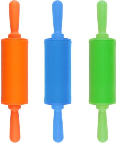 TOYANDONA 3PCS Kids Rolling Pin, 8.9 inch Plastic Mini Rolling Pin Non-Stick Rolling Pins for Home Kitchen (Random Color)