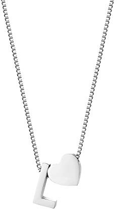 JewelryWe Schmuck Damen Halskette Buchstaben Herz Initial Alphabet A-Z Edelstahl Anhänger mit Kette für Frauen Mädchen Silber/Gold