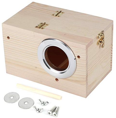 Parakit Häckningslåda, Trä Fågelhus Träfåglar Avellåda Utomhus Trädgårdsdekoration Tillbehör Fågelleksak för Cockatiel Lovebirds Budgie Finch Canary 4,7 X 4,7 X 7,7 Tum